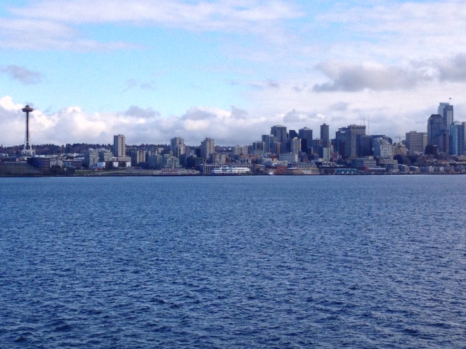 Seattle skyline aboard the Washington State Ferry crossing over from Bainbridge Island