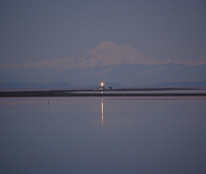 New Dungeness Light Station with Mt. Baker in the Background - Dungeness Spit, Washington